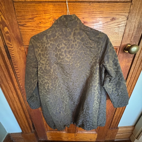 Christopher & Banks Olive Leopard-Print Trench Coat - Picture 7 of 9